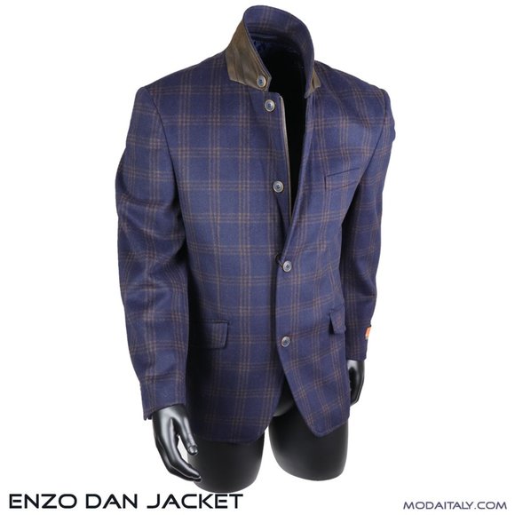 Enzo Dan Navy with GRY/GRN Plaid Size 40(L) 42(XL) - Picture 7 of 8